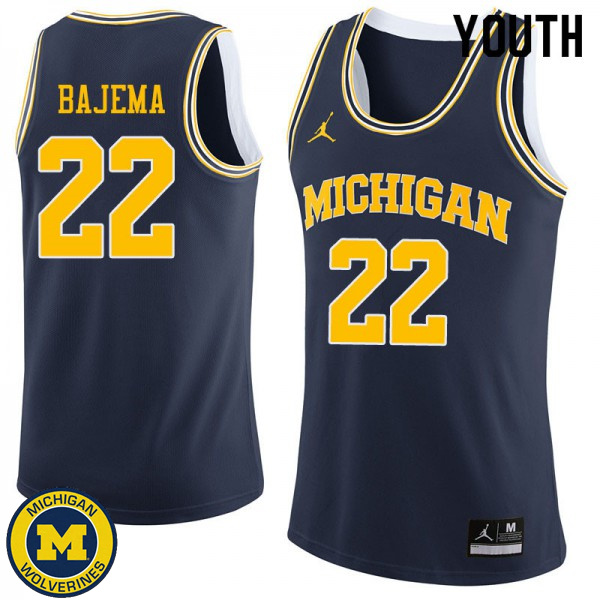 Youth Michigan Wolverines #22 Cole Bajema Navy Fashion Basketball Jersey